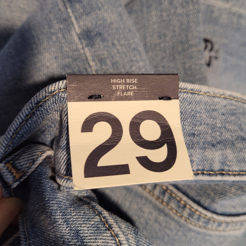 GAP Two-Tone Blue 70's Flare High Rise Jeans - Picture 9 of 15
